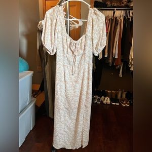 Cottage Core Light Pink Floral Dress